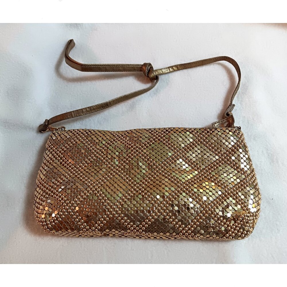 Gorgeous gold-tone chainmail evening purse - Bags by Marlo, strap, clutch